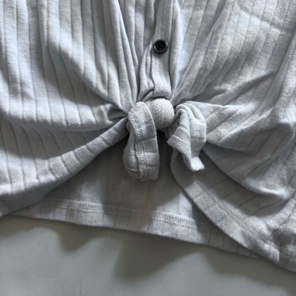 Abercrombie & Fitch Ribbed Button-Front Tie Top - White - Picture 2 of 4